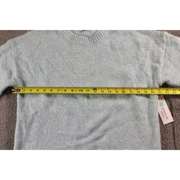 New Stitch Fix Pink Clover Sweater L Blue Ribbed Crew Neck Long Sleeve Pullover - Picture 5 of 6